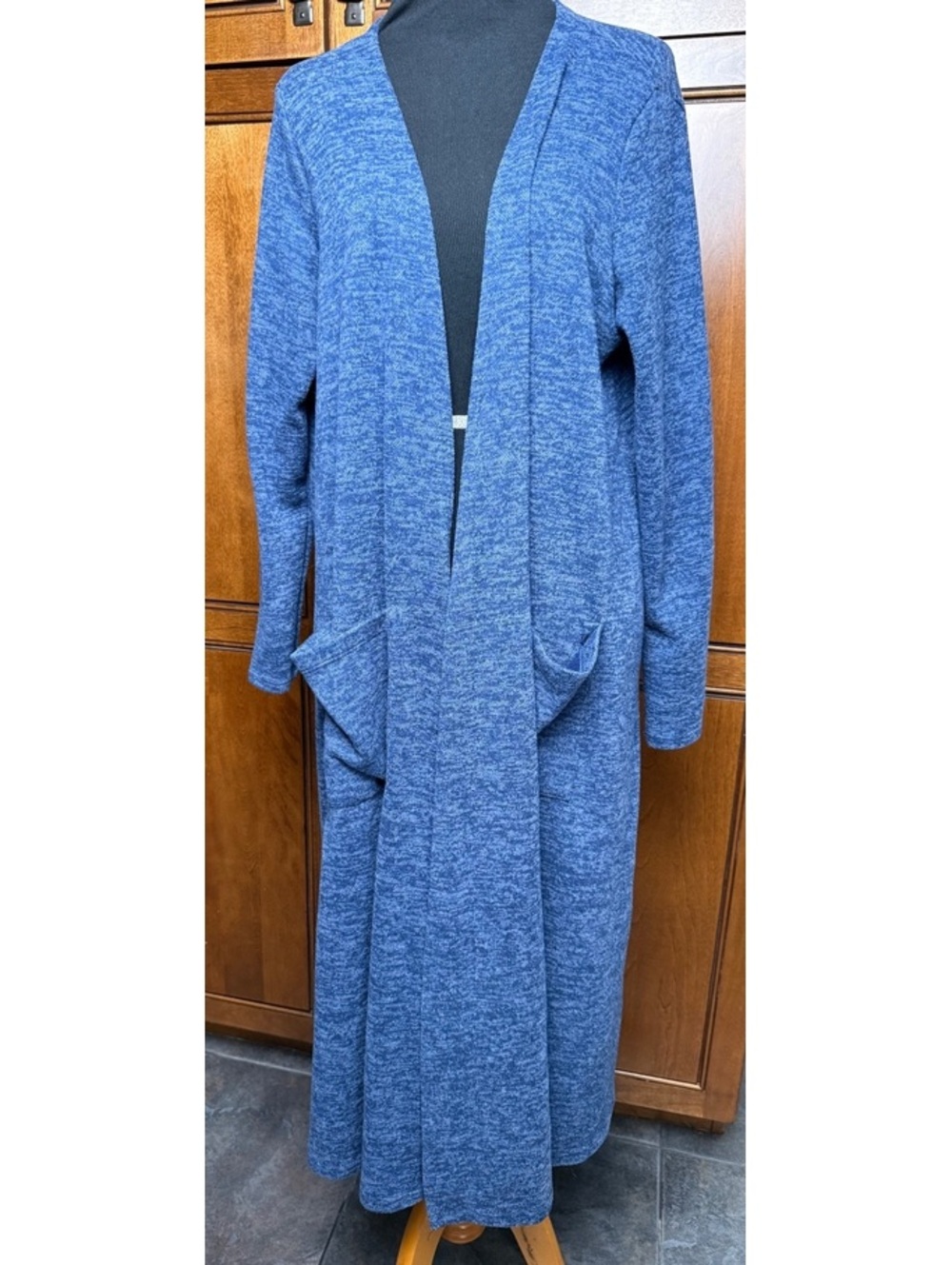 LuLaRoe Sarah Cardigan Blue Heather Duster Open Front Long Sweater Size L